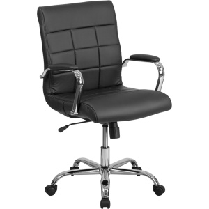 Mid-Back Black Vinyl Executive Swivel Chair with Chrome Base and Arms - by Flash Furniture
