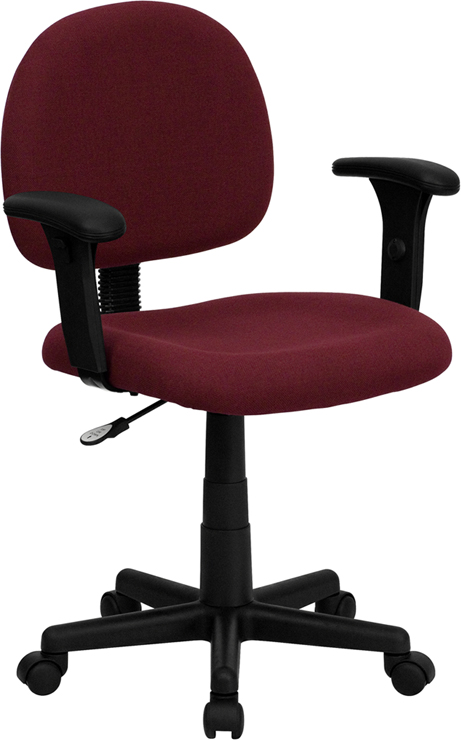 Mid-Back Burgundy Fabric Swivel Task Chair with Adjustable Arms - by Flash Furniture
