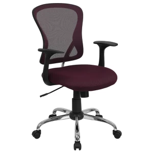 Mid-Back Burgundy Mesh Swivel Task Chair with Chrome Base and Arms - by Flash Furniture