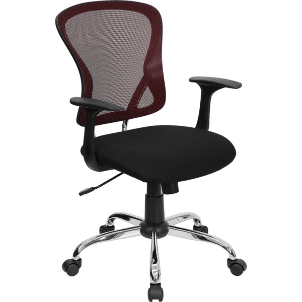 Mid-Back-Burgundy-and-Black-Mesh-Swivel-Task-Chair-with-Chrome-Base-and-Arms-by-Flash-Furniture