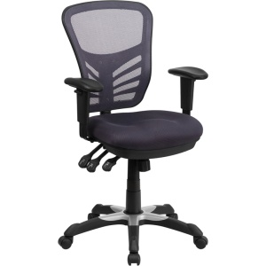 Mid-Back Dark Gray Mesh Multifunction Executive Swivel Chair with Adjustable Arms - by Flash Furniture