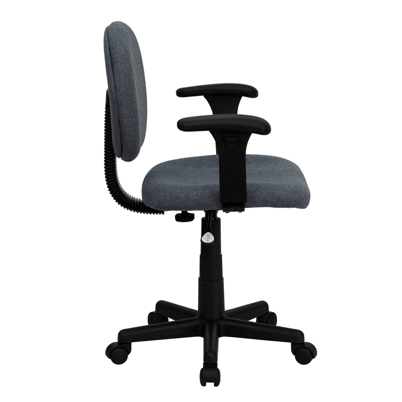 MidBack Gray Fabric Swivel Task Chair with Adjustable Arms by Flash