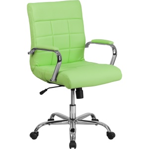 Mid-Back Green Vinyl Executive Swivel Chair with Chrome Base and Arms - by Flash Furniture