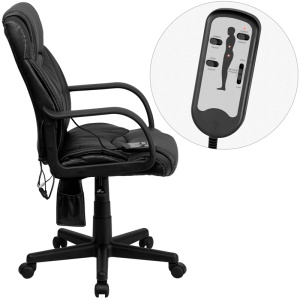 Alternative view of Mid-Back Massaging Black Leather Executive Swivel Chair with Arms - by Flash Furniture