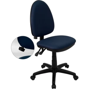 Mid-Back Navy Blue Fabric Multifunction Swivel Task Chair with Adjustable Lumbar Support - by Flash Furniture