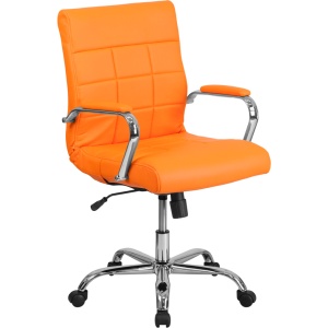Mid-Back Orange Vinyl Executive Swivel Chair with Chrome Base and Arms - by Flash Furniture