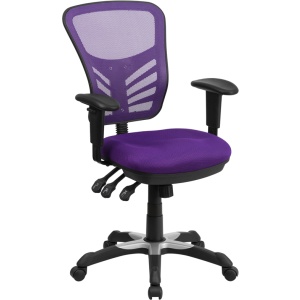 Mid-Back Purple Mesh Multifunction Executive Swivel Chair with Adjustable Arms - by Flash Furniture