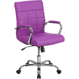 Mid-Back Purple Vinyl Executive Swivel Chair with Chrome Base and Arms - by Flash Furniture