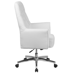 Alternative view of Mid-Back Traditional Tufted White Leather Executive Swivel Chair with Arms - by Flash Furniture