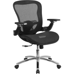 Mid-Back-Transparent-Black-Mesh-Executive-Swivel-Chair-with-Synchro-Tilt-and-Height-Adjustable-Flip-Up-Arms-by-Flash-Furniture
