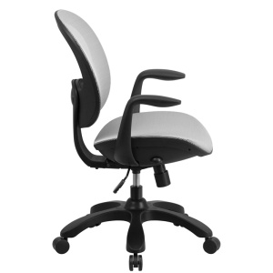Alternative view of Mid-Back Transparent White Mesh Swivel Task Chair with Seat Slider, Ratchet Back and Arms - by Flash Furniture