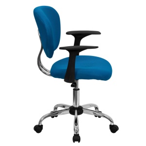 Alternative view of Mid-Back Turquoise Mesh Swivel Task Chair with Chrome Base and Arms - by Flash Furniture