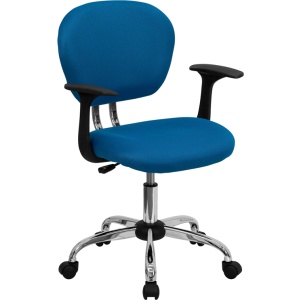 Mid-Back Turquoise Mesh Swivel Task Chair with Chrome Base and Arms - by Flash Furniture