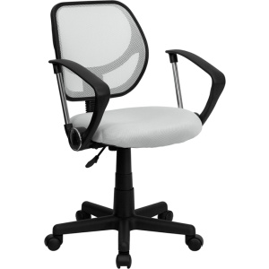 Mid-Back White Mesh Swivel Task Chair with Arms - by Flash Furniture