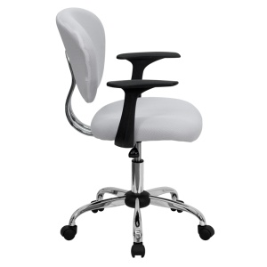 Alternative view of Mid-Back White Mesh Swivel Task Chair with Chrome Base and Arms - by Flash Furniture