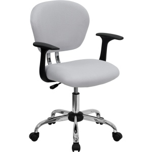 Mid-Back White Mesh Swivel Task Chair with Chrome Base and Arms - by Flash Furniture