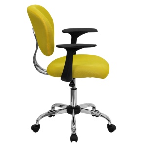 Alternative view of Mid-Back Yellow Mesh Swivel Task Chair with Chrome Base and Arms - by Flash Furniture