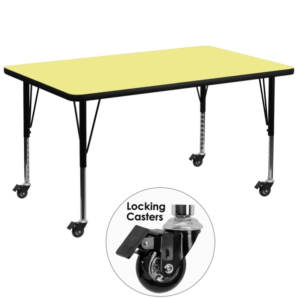 Mobile-36W-x-72L-Rectangular-Yellow-Thermal-Laminate-Activity-Table-Height-Adjustable-Short-Legs-by-Flash-Furniture