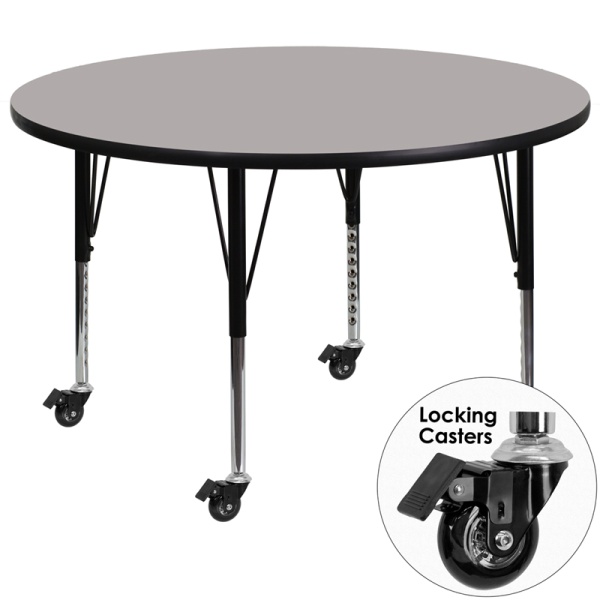 Mobile-42-Round-Grey-HP-Laminate-Activity-Table-Height-Adjustable-Short-Legs-by-Flash-Furniture