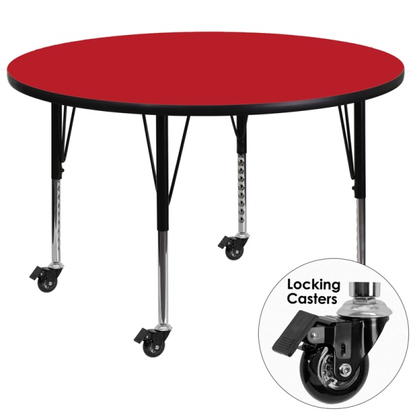 Mobile-42-Round-Red-HP-Laminate-Activity-Table-Height-Adjustable-Short-Legs-by-Flash-Furniture