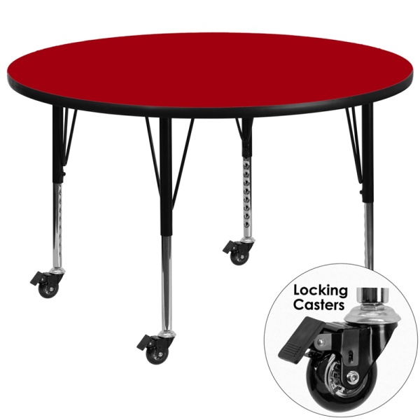 Mobile-42-Round-Red-Thermal-Laminate-Activity-Table-Height-Adjustable-Short-Legs-by-Flash-Furniture