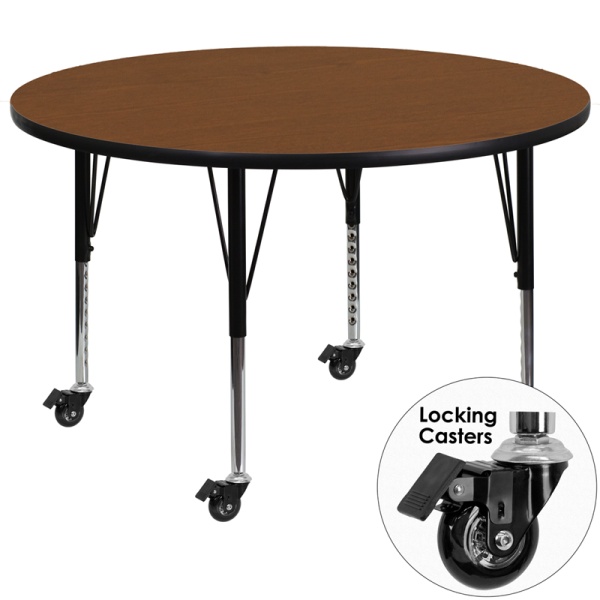 Mobile-48-Round-Oak-HP-Laminate-Activity-Table-Height-Adjustable-Short-Legs-by-Flash-Furniture