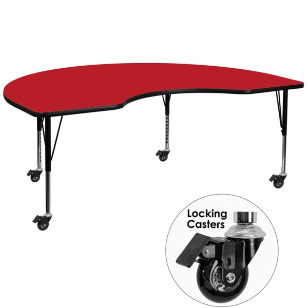 Mobile-48W-x-96L-Kidney-Red-HP-Laminate-Activity-Table-Height-Adjustable-Short-Legs-by-Flash-Furniture