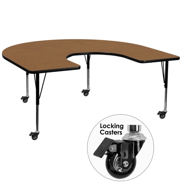 Mobile-60W-x-66L-Horseshoe-Oak-Thermal-Laminate-Activity-Table-Height-Adjustable-Short-Legs-by-Flash-Furniture