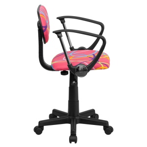 Alternative view of Multi-Colored Swirl Printed Pink Swivel Task Chair with Arms - by Flash Furniture