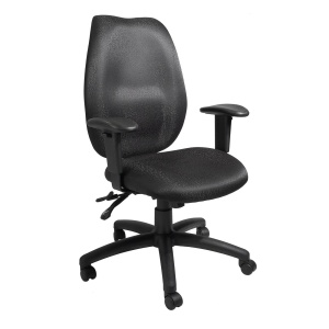 Multi-Function Office Chair with Black Crepe Fabric Upholstery - With Seat Slider by Boss Office Products