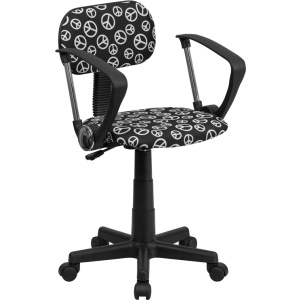Peace Sign Printed Swivel Task Chair with Arms - by Flash Furniture