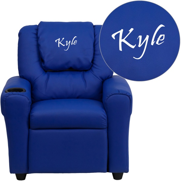 Personalized-Blue-Vinyl-Kids-Recliner-with-Cup-Holder-and-Headrest-by-Flash-Furniture