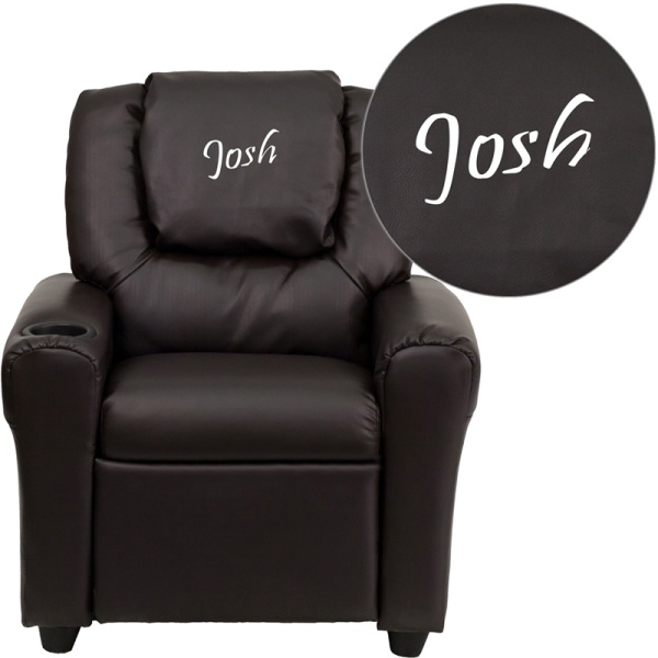 Personalized-Brown-Leather-Kids-Recliner-with-Cup-Holder-and-Headrest-by-Flash-Furniture