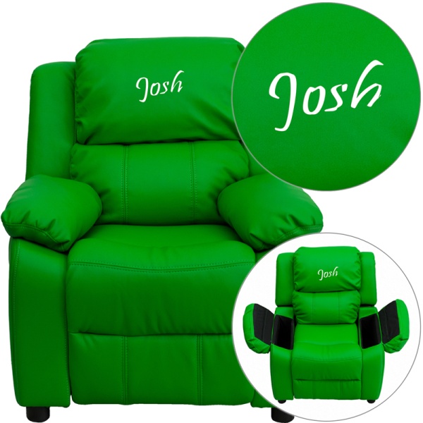 Personalized-Deluxe-Padded-Green-Vinyl-Kids-Recliner-with-Storage-Arms-by-Flash-Furniture