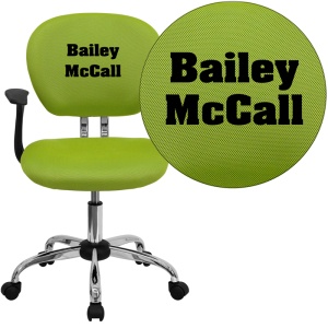 Personalized Mid-Back Apple Green Mesh Swivel Task Chair with Chrome Base and Arms - by Flash Furniture