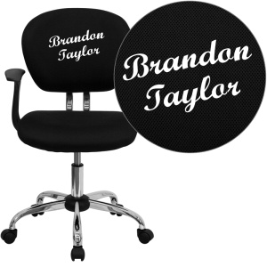 Personalized Mid-Back Black Mesh Swivel Task Chair with Chrome Base and Arms - by Flash Furniture
