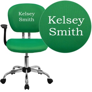 Personalized Mid-Back Bright Green Mesh Swivel Task Chair with Chrome Base and Arms - by Flash Furniture