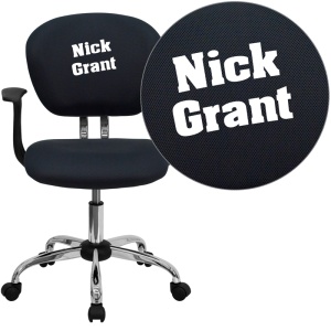 Personalized Mid-Back Gray Mesh Swivel Task Chair with Chrome Base and Arms - by Flash Furniture