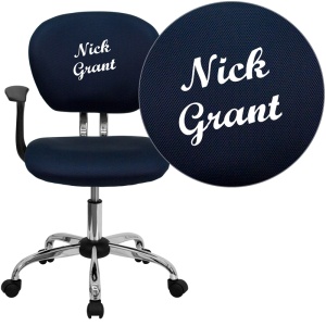 Personalized Mid-Back Navy Mesh Swivel Task Chair with Chrome Base and Arms - by Flash Furniture
