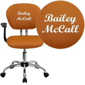 Personalized Mid-Back Orange Mesh Swivel Task Chair with Chrome Base and Arms - by Flash Furniture