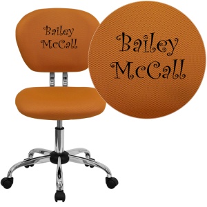 Personalized Mid-Back Orange Mesh Swivel Task Chair with Chrome Base - by Flash Furniture