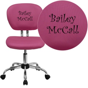 Personalized Mid-Back Pink Mesh Swivel Task Chair with Chrome Base - by Flash Furniture