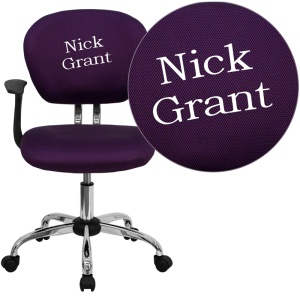 Personalized Mid-Back Purple Mesh Swivel Task Chair with Chrome Base and Arms - by Flash Furniture
