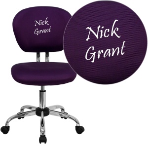 Personalized Mid-Back Purple Mesh Swivel Task Chair with Chrome Base - by Flash Furniture