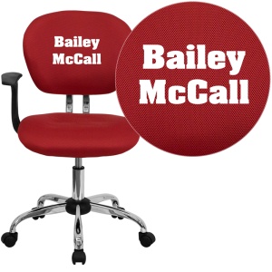 Personalized Mid-Back Red Mesh Swivel Task Chair with Chrome Base and Arms - by Flash Furniture