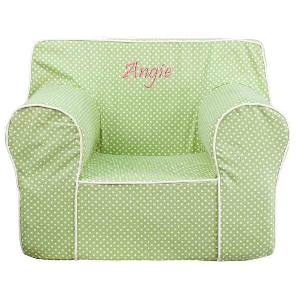 Personalized-Oversized-Green-Dot-Kids-Chair-with-White-Piping-by-Flash-Furniture
