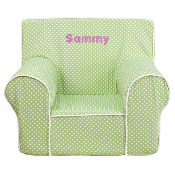 Personalized-Small-Green-Dot-Kids-Chair-with-White-Piping-by-Flash-Furniture