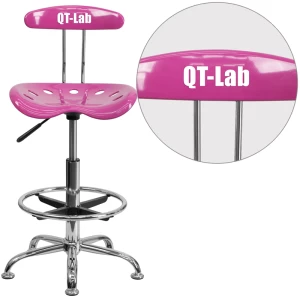 Personalized Vibrant Candy Heart and Chrome Drafting Stool with Tractor Seat - by Flash Furniture