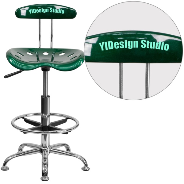 Personalized-Vibrant-Green-and-Chrome-Drafting-Stool-with-Tractor-Seat-by-Flash-Furniture