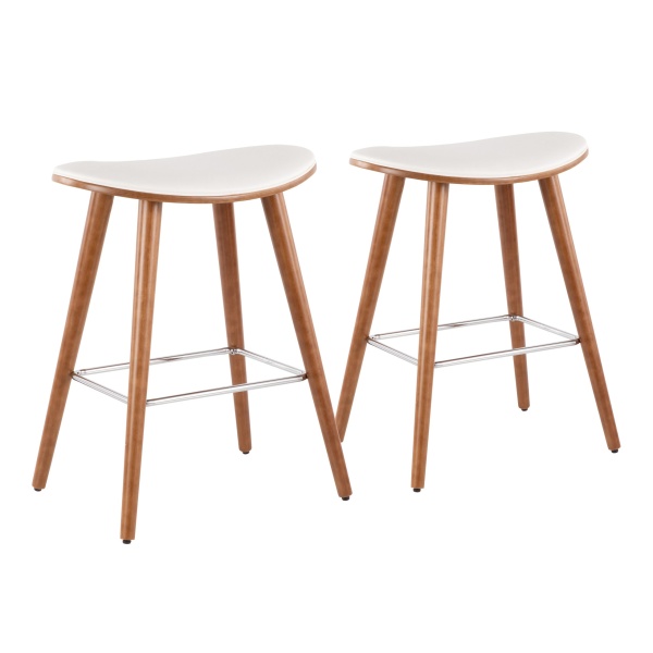 Saddle-26-Mid-Century-Modern-Counter-Stool-in-Walnut-and-White-Faux-Leather-by-LumiSource-Set-of-2